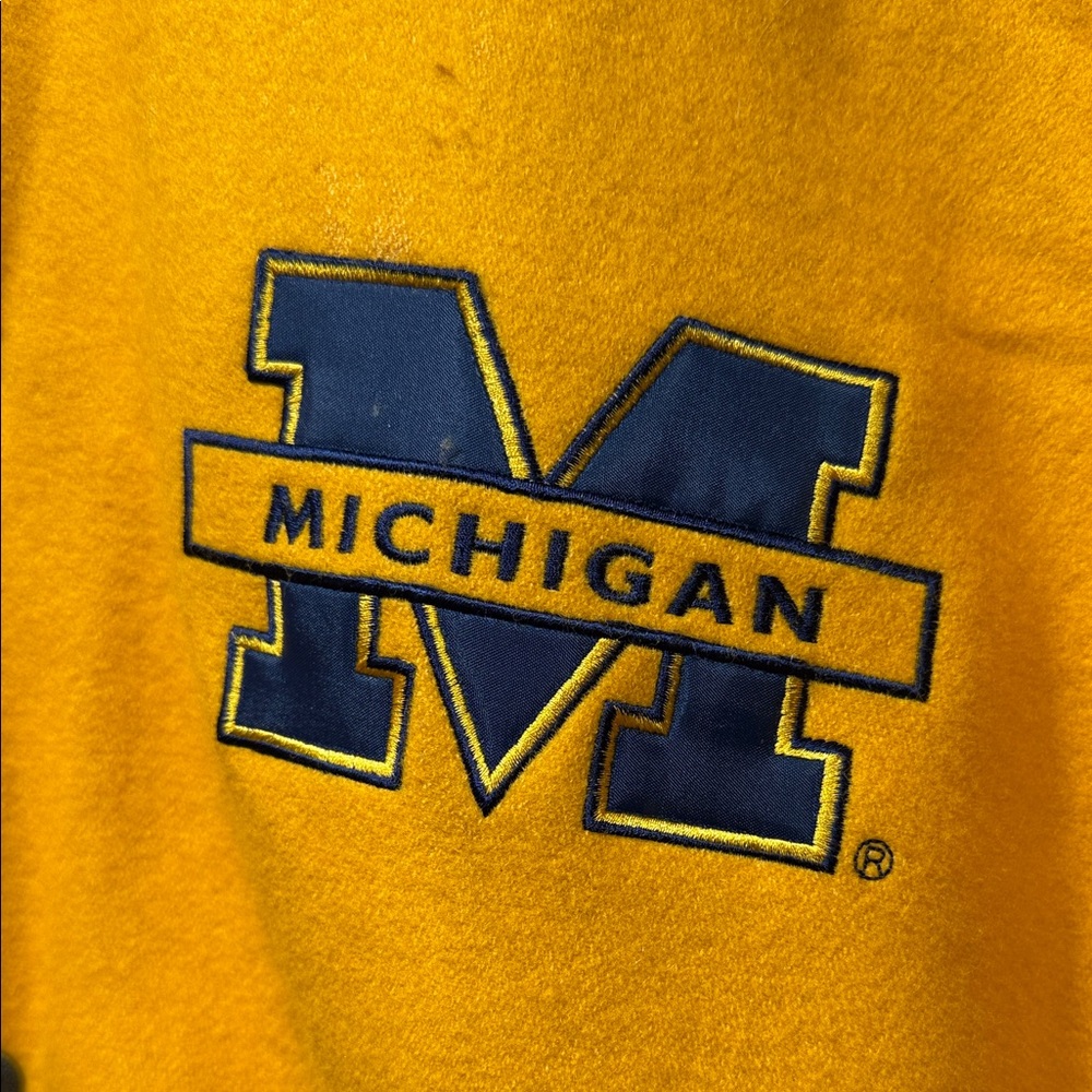 Vintage 90s Michigan Varsity Jacket by Steve and Barry’s Gold and Blue - Picture 3 of 11